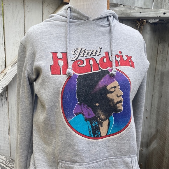 Jimi Hendrix Gray Hoodie Sweatshirt Pullover - Picture 2 of 5